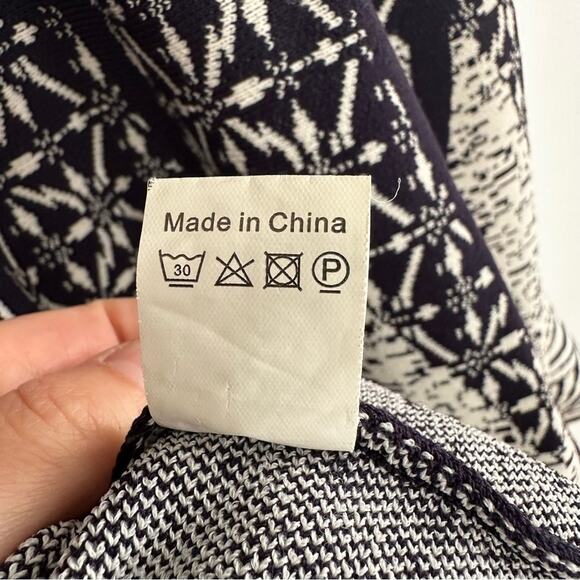 Interdee Paris Blue and White Sleeveless Fit and Flare Scoop Neck Dress Large - Picture 9 of 9